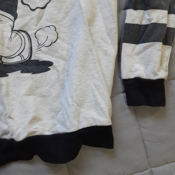 Popeye Distressed Sweater Long Sleeve Shirt Grey & Black Womens Small - Picture 3 of 8